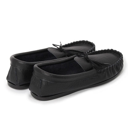 British Moccasin / Black Grain Leather (Rubber Sole)