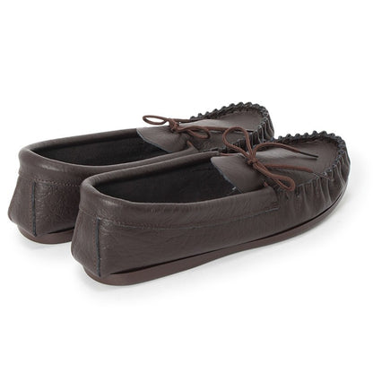 British Moccasin / Dark Brown Grain Leather (Rubber Sole)